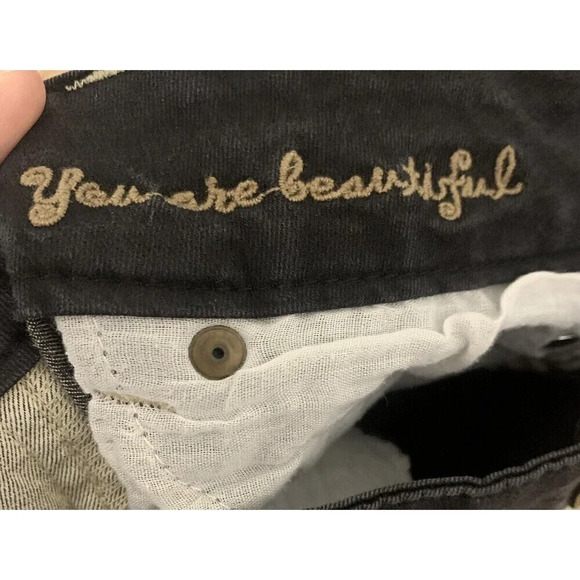 Vintage Dollhouse Y2K You Are Beautiful Jeans Tan & Black Low Rise Size 7 (AA33) - Picture 6 of 7